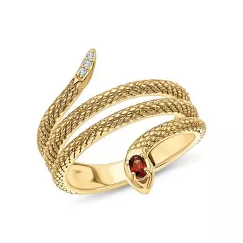 Серебряное кольцо с фианитами и гранатами природными