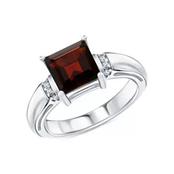 Серебряное кольцо с фианитами и гранатами природными