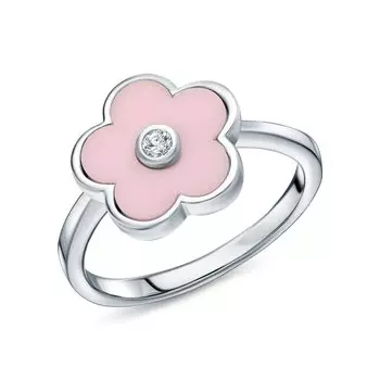 Серебряное кольцо с фианитами и керамикой