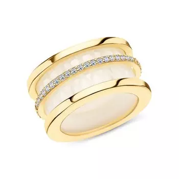 Серебряное кольцо с фианитами и керамикой