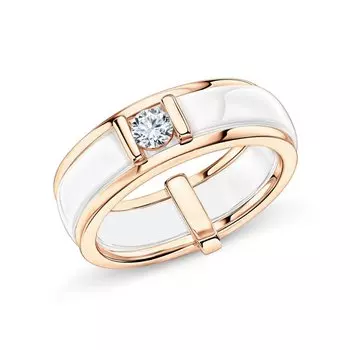 Серебряное кольцо с фианитами и керамикой