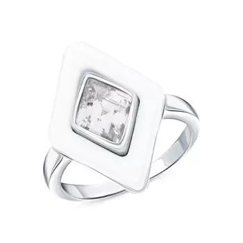 Серебряное кольцо с фианитами и керамикой