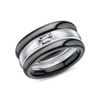 Серебряное кольцо с фианитами и керамикой