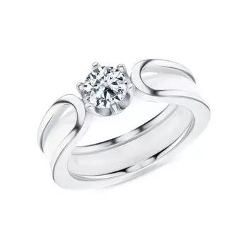 Серебряное кольцо с фианитами и керамикой