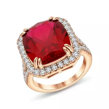 Серебряное кольцо с фианитами и корундом