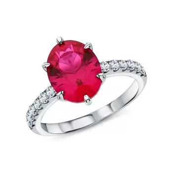 Серебряное кольцо с фианитами и корундом