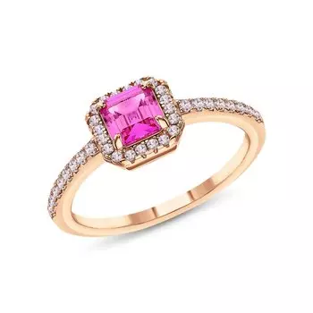 Серебряное кольцо с фианитами и корундом синтетическим