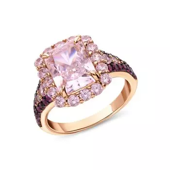 Серебряное кольцо с фианитами и корундом синтетическим