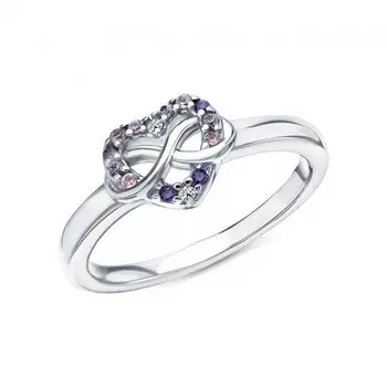 Серебряное кольцо с фианитами и корундом