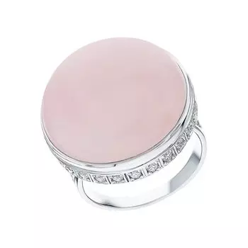 Серебряное кольцо с фианитами и кварцами природными