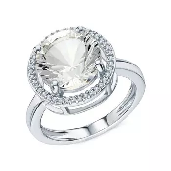 Серебряное кольцо с фианитами и кварцами природными