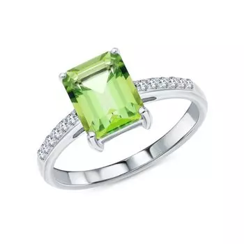 Серебряное кольцо с фианитами и кварцами природными