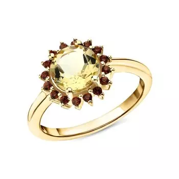 Серебряное кольцо с фианитами и кварцами природными