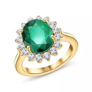 Серебряное кольцо с фианитами и кварцами природными