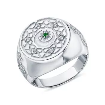 Серебряное кольцо с фианитами и кварцами имитациями