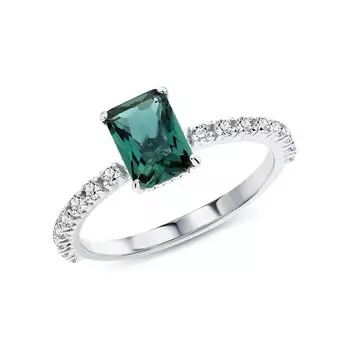 Серебряное кольцо с фианитами и кварцем выращенными