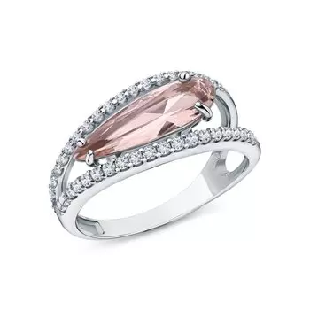 Серебряное кольцо с фианитами и морганитами синтетическими
