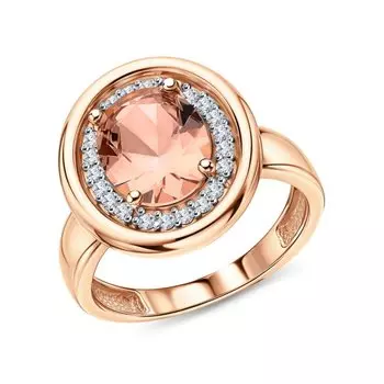 Серебряное кольцо с фианитами и морганитом синтетическим