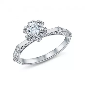 Серебряное кольцо с фианитами и муассанитами