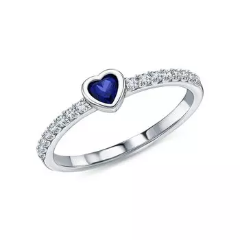 Серебряное кольцо с фианитами и сапфирами выращенными