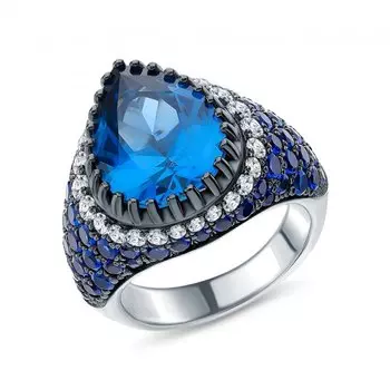 Серебряное кольцо с фианитами и шпинелями синтетическими