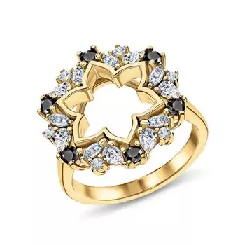 Серебряное кольцо с фианитами и шпинелями природными