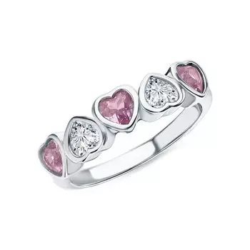 Серебряное кольцо с фианитами и синтетическим корундом