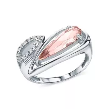 Серебряное кольцо с фианитами и ситаллами