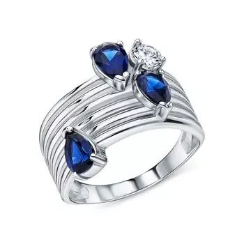 Серебряное кольцо с фианитами и ситаллами