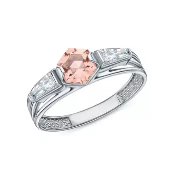 Серебряное кольцо с фианитами и ситаллами