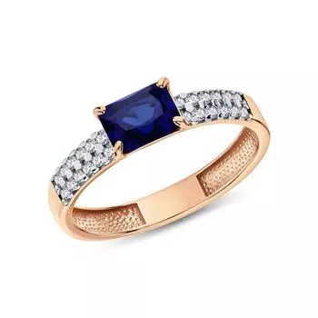 Серебряное кольцо с фианитами и ситаллом