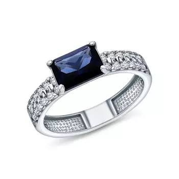 Серебряное кольцо с фианитами и ситаллом