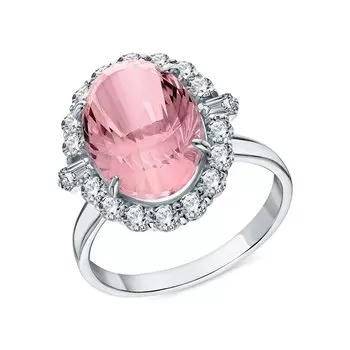 Серебряное кольцо с фианитами и ситаллом