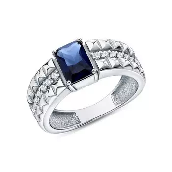 Серебряное кольцо с фианитами и ситаллом