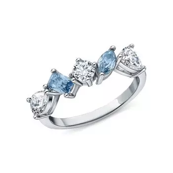 Серебряное кольцо с фианитами и со шпинелью синтетической