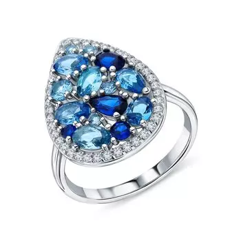 Серебряное кольцо с фианитами и со шпинелью