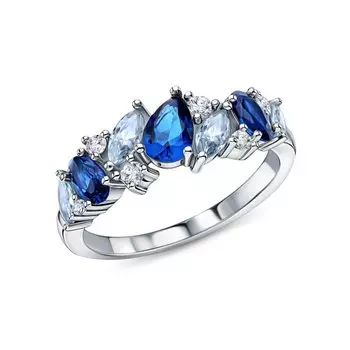 Серебряное кольцо с фианитами и со шпинелью синтетической