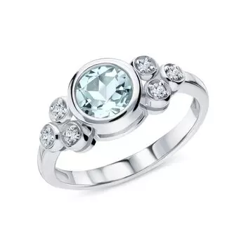 Серебряное кольцо с фианитами и топазами