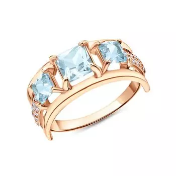 Серебряное кольцо с фианитами и топазами