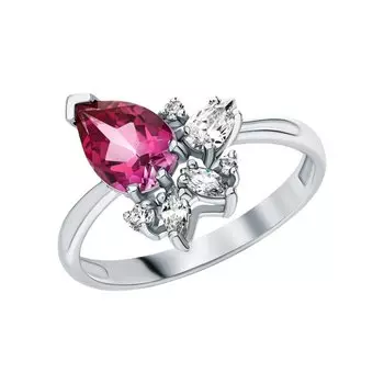 Серебряное кольцо с фианитами и топазами