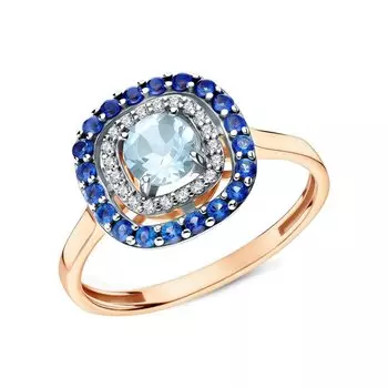 Серебряное кольцо с фианитами и топазами