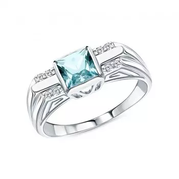 Серебряное кольцо с фианитами и топазами