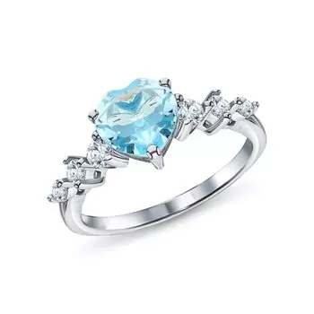 Серебряное кольцо с фианитами и топазами