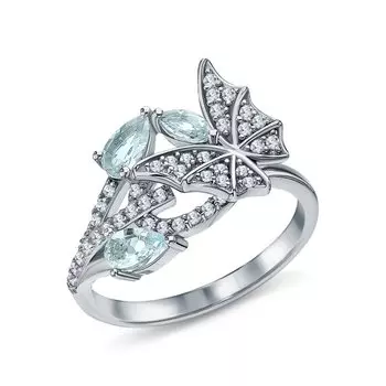 Серебряное кольцо с фианитами и топазами