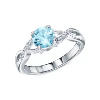 Серебряное кольцо с фианитами и топазами природными