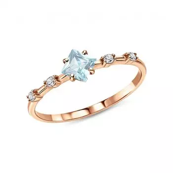 Серебряное кольцо с фианитами и топазами природными