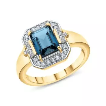 Серебряное кольцо с фианитами и топазами природными