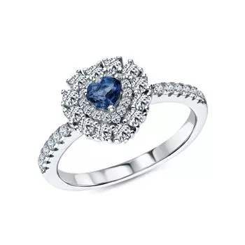 Серебряное кольцо с фианитами и топазами природными