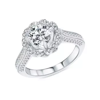 Серебряное кольцо с фианитами и топазами природными