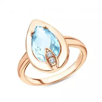 Серебряное кольцо с фианитами и топазами природными